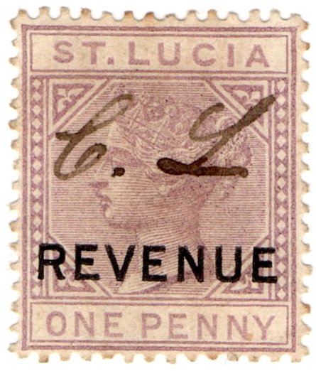 (I.B) St Lucia Revenue : Duty Stamp 1d