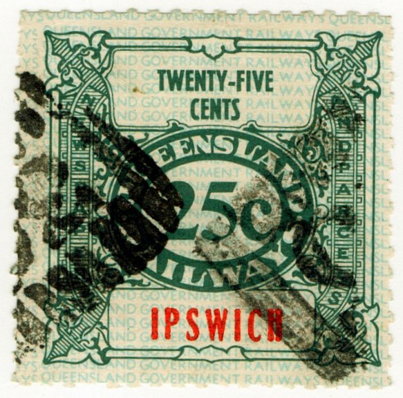 (I.B) Australia - Queensland Railways : Parcel 25c (Ipswich)