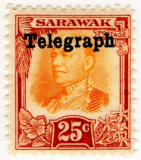 (I.B) Sarawak Telegraphs : Overprint 25c