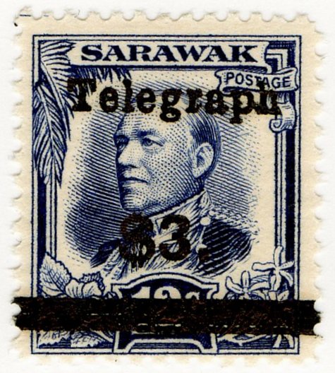 (I.B) Sarawak Telegraphs : Overprint $3 on 12c