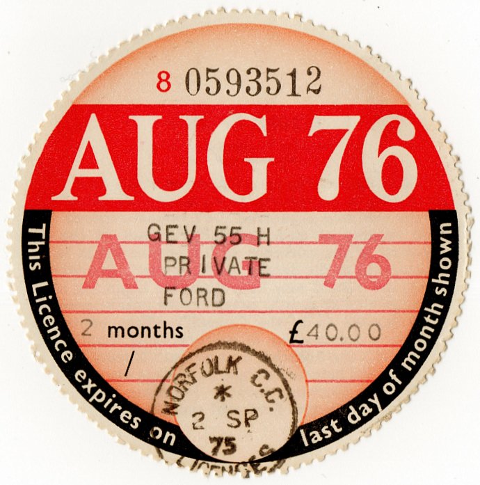 (I.B) GB Revenue : Car Tax Disc (Ford 1976)