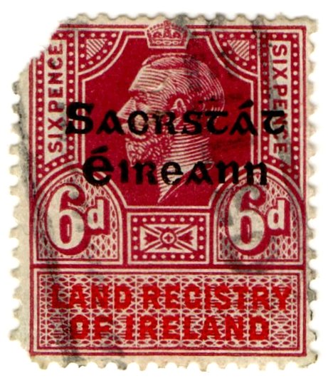 (I.B) George V Revenue : Land Registry of Ireland 6d (overprint)