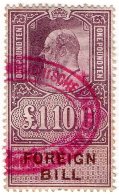 (I.B) Edward VII Revenue : Foreign Bill &Acirc;&pound;1 10/-