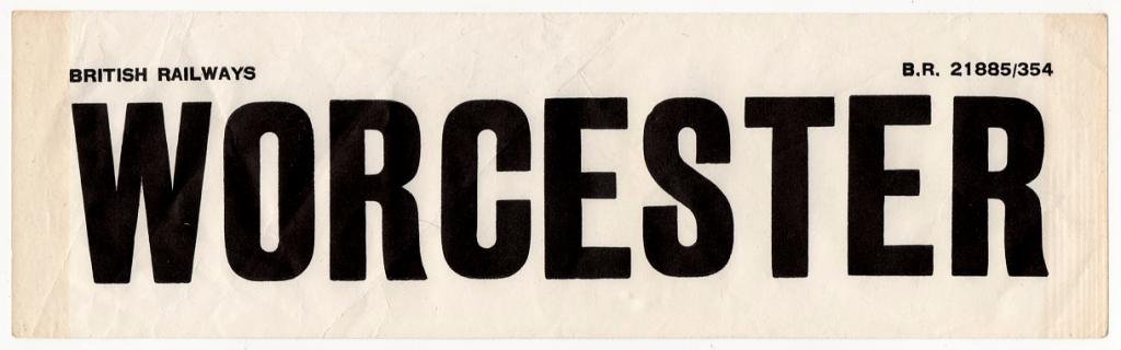 (I.B) British Railways : Window Label (Worcester)