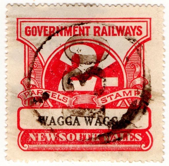 (I.B) Australia - NSW Railways Parcel 2/- (Wagga Wagga)