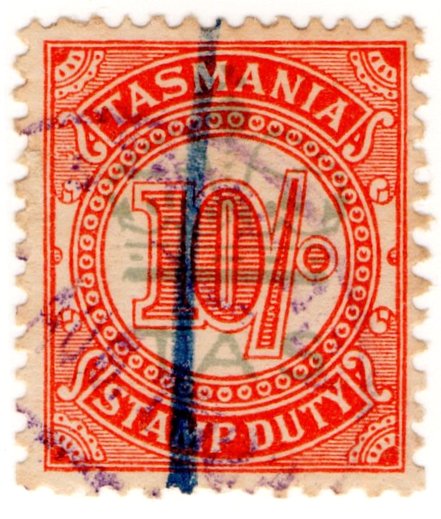 (I.B) Australia - Tasmania Revenue : Stamp Duty 10/-