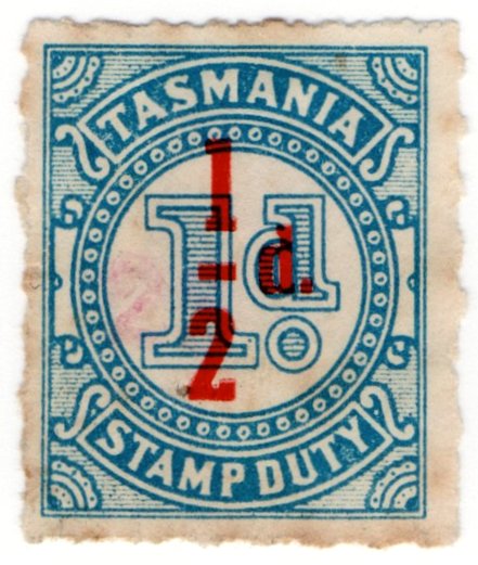 (I.B) Australia - Tasmania Revenue : Stamp Duty &Acirc;&frac12;d on 1d