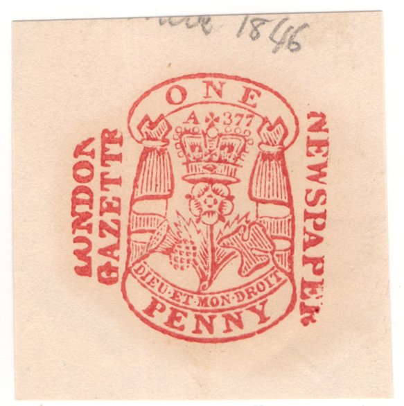 (I.B) QV Revenue : Newspaper Duty (London Gazette)