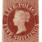 (I.B) QV Revenue : Life Policy 5/- (1860) inverted watermarks
