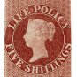 (I.B) QV Revenue : Life Policy 5/- (1860) inverted watermarks