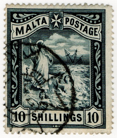 (I.B) Malta Revenue : Duty Stamp 10/-