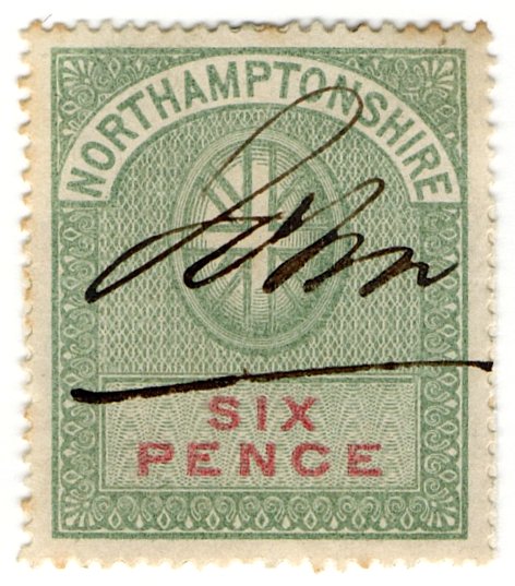 (I.B) Northamptonshire Revenue : Court Fee 6d (1882)