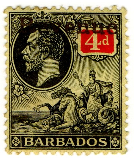 (I.B) Barbados Revenue : Duty 4d (gold OP)