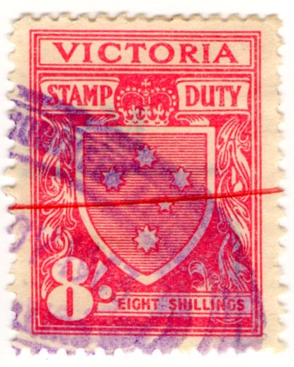 (I.B) Australia - Victoria Revenue : Stamp Duty 8/-