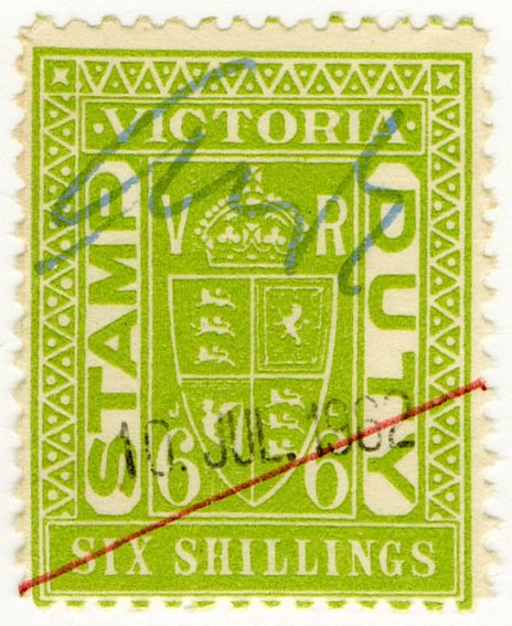 (I.B) Australia - Victoria Revenue : Stamp Duty 6/-