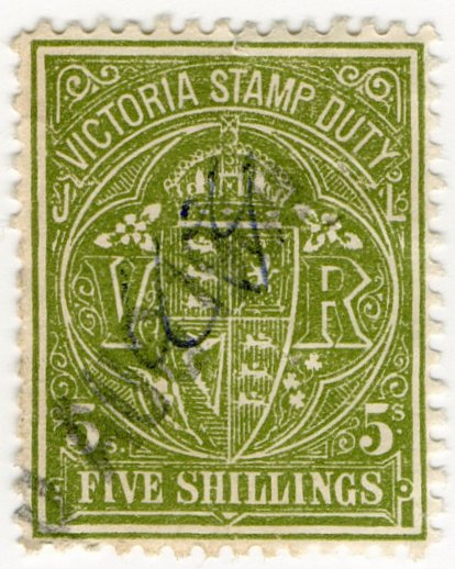 (I.B) Australia - Victoria Revenue : Stamp Duty 5/-