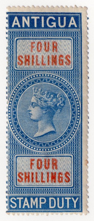 (I.B) Antigua Revenue : Duty Stamp 4/-
