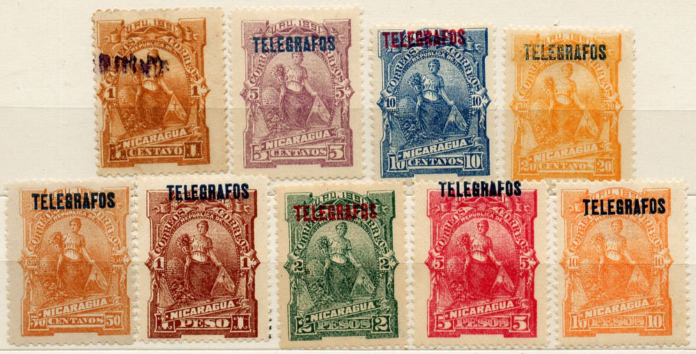 (I.B) Nicaragua Telegraphs : Overprint Collection (1891)