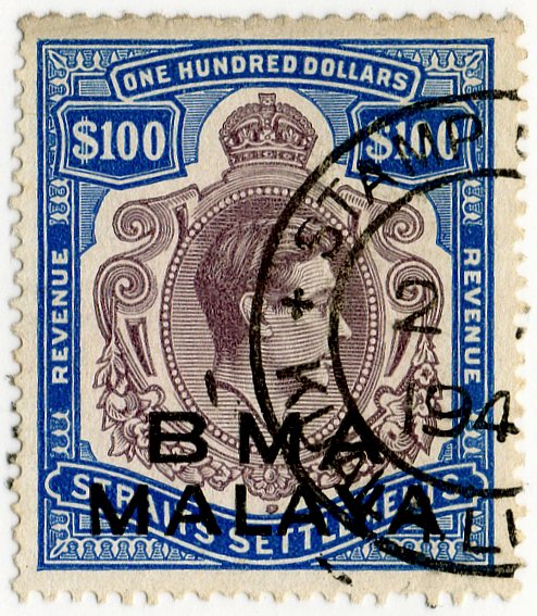 (I.B) Malaya States Revenue : BMA Duty $100