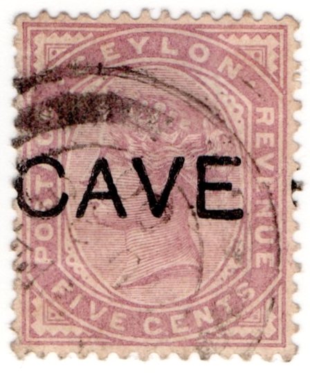 (I.B) Ceylon Postal : 5c Cave Pre-Cancel