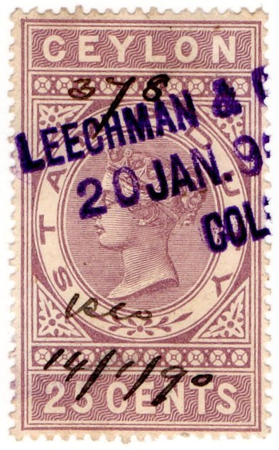 (I.B) Ceylon Revenue : Stamp Duty 25c