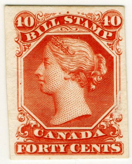 (I.B) Canada Revenue : Bill Stamp 40c (colour trial)