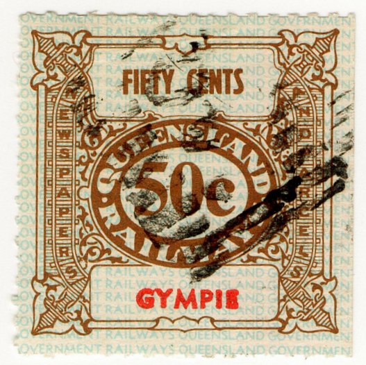 (I.B) Australia - Queensland Railways : Parcel 50c (Gympie)