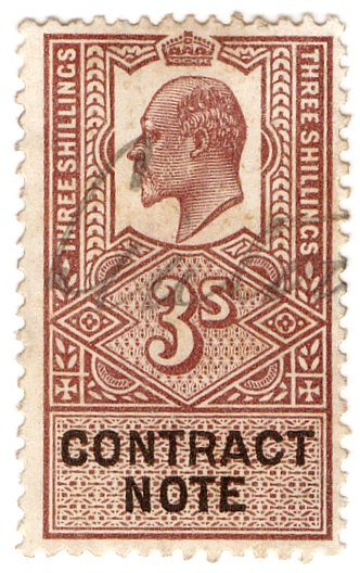 (I.B) Edward VII Revenue : Contract Note 3/-