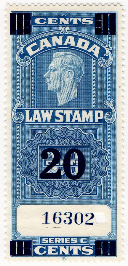 (I.B) Canada Revenue : Law Stamp 20c OP