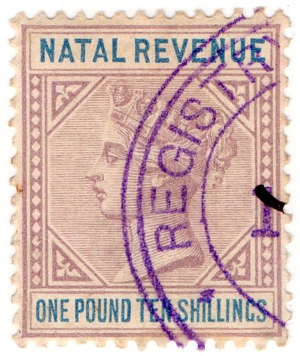 (I.B) Natal Revenue : Duty Stamp &Acirc;&pound;1 10/-