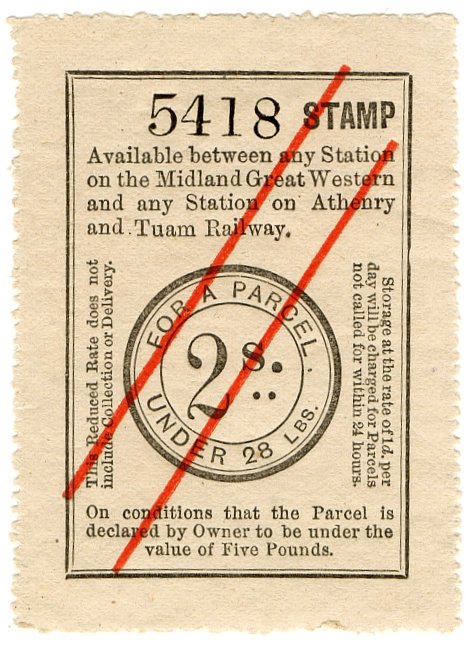 (I.B) Midland Great Western Railway (Ireland) : Parcel 2/-