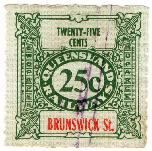 (I.B) Australia - Queensland Railways : Parcel 25c (Brunswick Street)