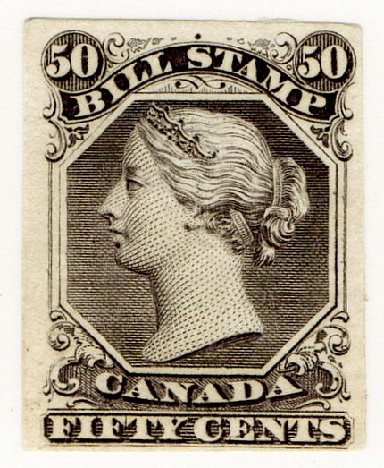 (I.B) Canada Revenue : Bill Stamp 50c (colour trial)