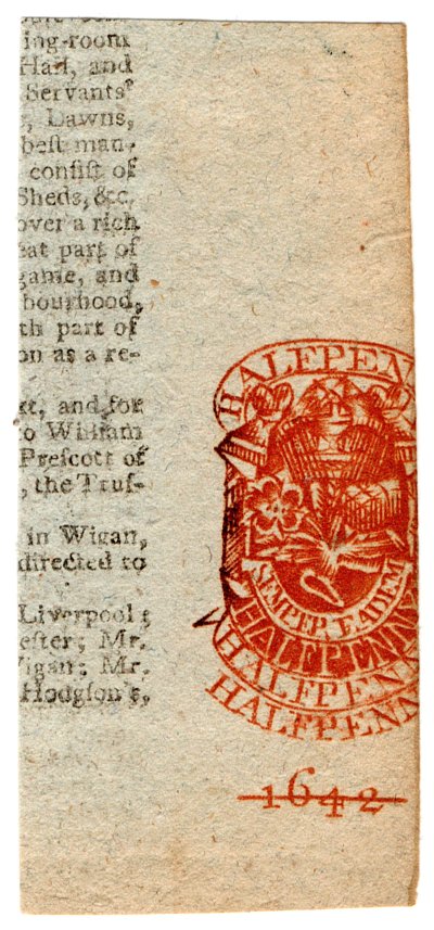 (I.B) George III Revenue : Newspaper Duty 2d (Star 1797)