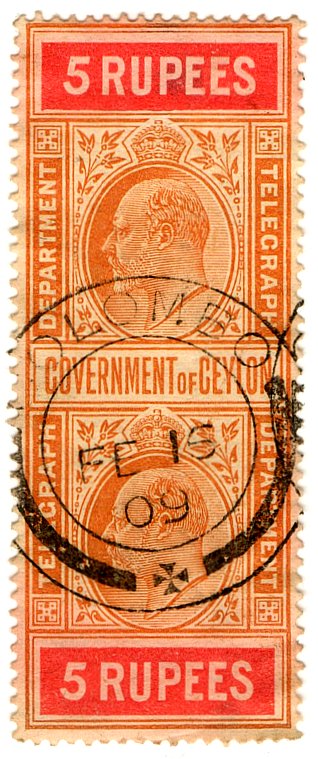 (I.B) Ceylon Telegraphs : 5R (Colombo)