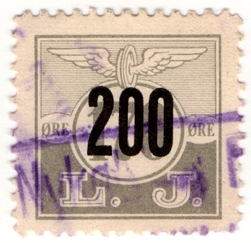 (I.B) Denmark Railway : Lollandesbanen 200 &Atilde;�re (overprint)