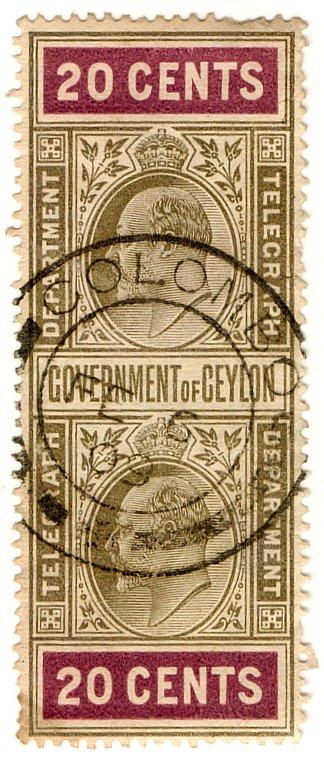 (I.B) Ceylon Telegraphs : 20c (Colombo)