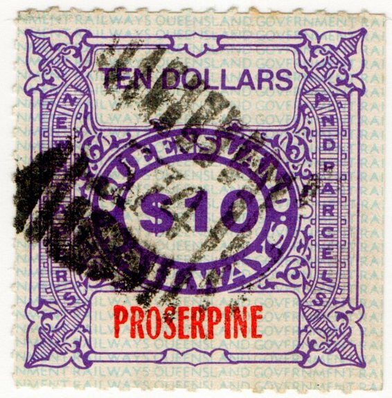 (I.B) Australia - Queensland Railways : Parcel $10 (Proserpine)