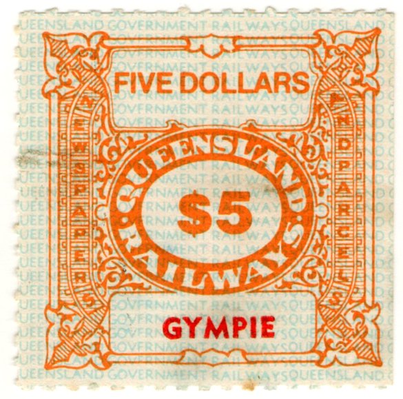 (I.B) Australia - Queensland Railways : Parcel $5 (Gympie)