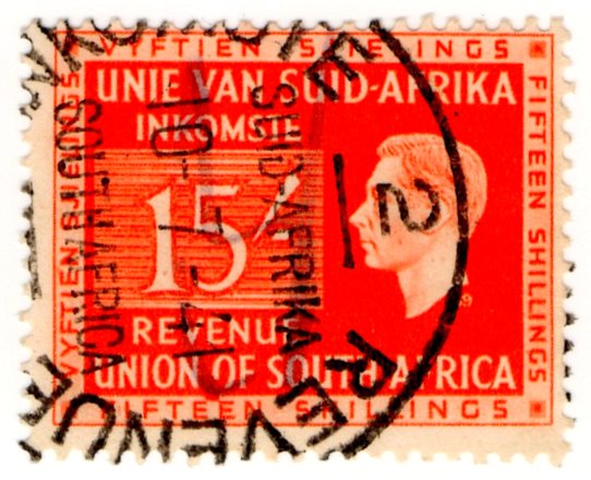 (I.B) South Africa Revenue : Duty Stamp 15/-