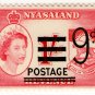 (I.B) Nyasaland Revenue : Duty 9d on 1/- (postal overprint)