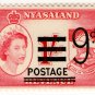 (I.B) Nyasaland Revenue : Duty 9d on 1/- (postal overprint)