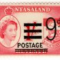 (I.B) Nyasaland Revenue : Duty 9d on 1/- (postal overprint)
