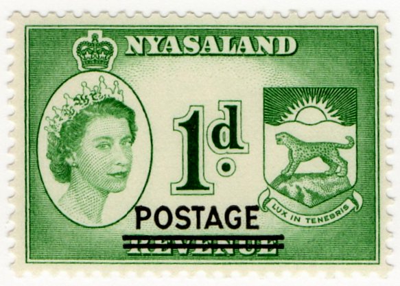 (I.B) Nyasaland Revenue : Duty 1d (postal overprint)