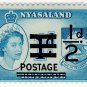 (I.B) Nyasaland Revenue : Duty ½d on 1d (postal overprint)