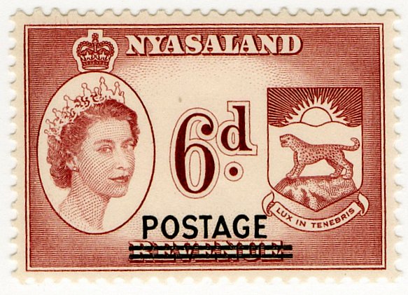 (I.B) Nyasaland Revenue : Duty 6d (postal overprint)