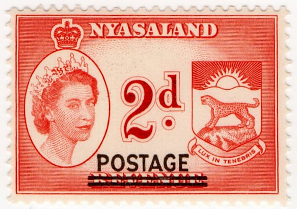 (I.B) Nyasaland Revenue : Duty 2d (postal overprint)