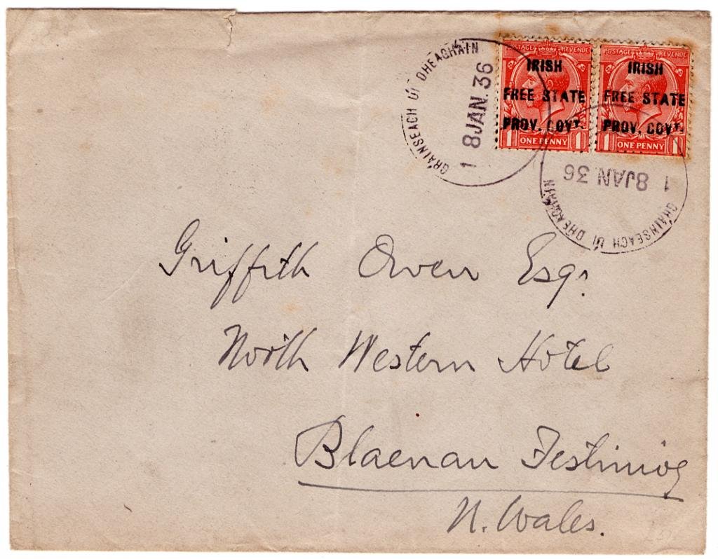 (I.B) Ireland Postal : Irish Free State Overprints on Cover (1936)