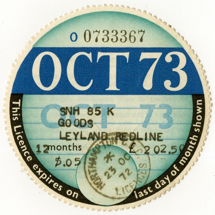 (I.B) GB Revenue : Car Tax Disc (Leyland Goods 1973)