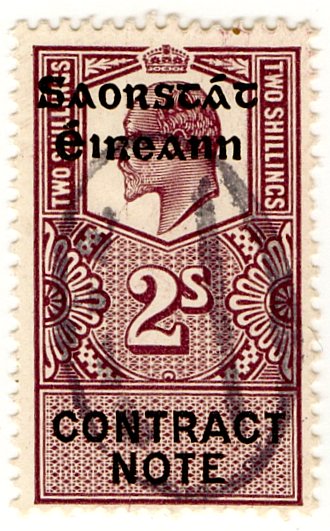 (I.B) Edward VII Revenue : Ireland Contract Note 2/- OP